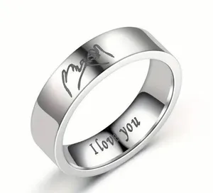 Stainless Steel Ring "I LOVE YOU" and “Pinky Promise” 8mm Ring Size 7 thumbnail 1