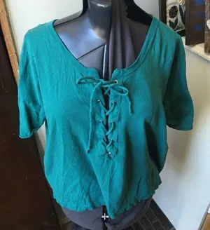 Wildfox cropped lace up green knit top thumbnail 1