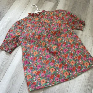 J.Crew Liberty Top cotton floral smocked puff sleeve womens Red (xsmall) preppy thumbnail 4