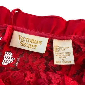 Victorias Secret Red Lace Teddy Ruffled Satin Trim Spaghetti Straps gold label thumbnail 5