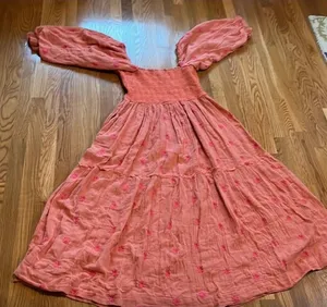 Free People Dahlia Embroidered Maxi Dress in Melon thumbnail 8