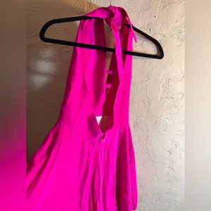 Amanda Uprichard Fuchsia Halter 100% Silk Dress colorful mini halter designer S thumbnail 11