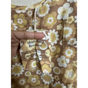 Afends Hemp Tencel Retro Daisy Floral Mini Dress Sleeveless Scoop Neck US 2 thumbnail 8