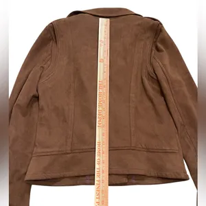 Skies Are Blue Brown Soft faux suede moto jacket thumbnail 5
