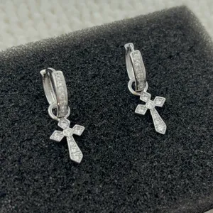 CZ Cross Dangle Drop Earrings for Men Women,Streetwear Punk Hip Hop Unisex Style thumbnail 4