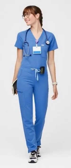 FIGS High Waisted Yola Skinny Scrub Pants in capri blue sz small thumbnail 1