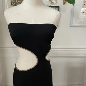 NWT Saints & Secrets Dress Gown Cut Out Strapless Black Copper Bling M thumbnail 3