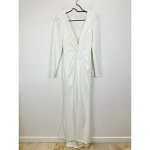 Lulus Stunning Romance White Long Sleeve Mermaid Maxi Dress Wedding XS NWT thumbnail 5