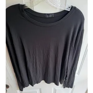 Nuuds Women's XL Vintage Cotton Long Sleeve Relaxed Everyday T-Shirt in Black thumbnail 3