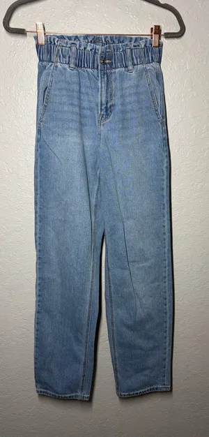 American Eagle Highest Rise Baggy Mom Jeans Light Wash Sz 0 thumbnail 1