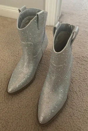 Rhinestone cowboy boots Silver Size 7.5 thumbnail 7