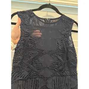 BARDOT‎ Lace Pencil Navy Blue Sexy Sheer Top Midi Dress Date Formal Sz 6 Small thumbnail 3
