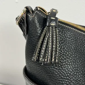 Kate Spade Black Pebbled Leather HandBag 2 Outside pockets, cloth interior thumbnail 4