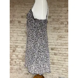 American Eagle Dress L Floral Slip Dress Pink Black‎ Spaghetti Strap Mini thumbnail 6