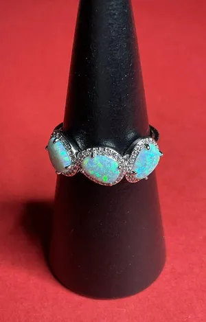 Bomb Party RBP8580 “Dream And Do” Lab Grown Opal on Rhodium Size 10 Ring NWT thumbnail 1