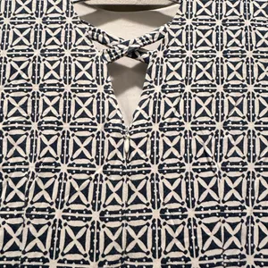 Loft Short Sleeve Stretch Blue White Geometric Skater‎ Dress Sz 6 thumbnail 7