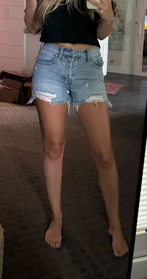 We The Free Light Blue Distressed Denim Shorts thumbnail 1