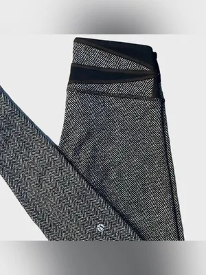Lululemon Wunder Under Pant Giant Herringbone Black Heathered Size 6 thumbnail 6