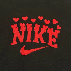 Handmade Nike Embroidered Black Crewneck Pullover Size Medium Heart Details thumbnail 2