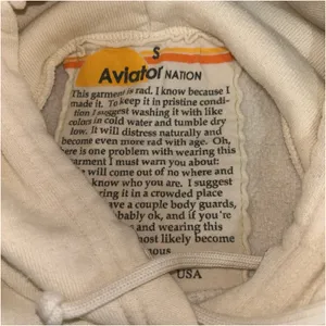 Aviator Nation Vintage White Cream Logo Drawstring Hoodie S thumbnail 3