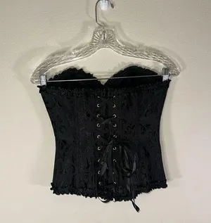 Black Lace Corset Bustier Top Size M thumbnail 2