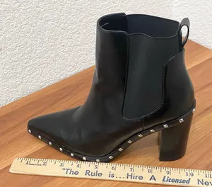 CHARLES by Charles David Dodger Black Pointy Studded Chunky Chelsea Booties 6.5 thumbnail 11