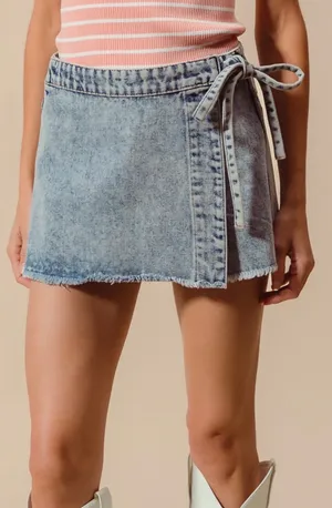 Altar'd State Denim Tie Skirt thumbnail 1