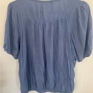 Adrienne Vittadini Lavender-Blue Lace Yoke Blouse thumbnail 3