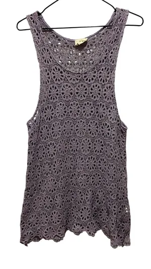 Anthropologie Pins & Needles Women's Purple Crochet Tank Sz L Beachy Boho thumbnail 1