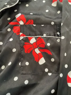 Woman’s Black Candy Cane Print Pajama Set thumbnail 6
