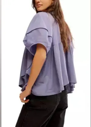 NWT Free People Sunray Babydoll Top in Blue Granite Size Small thumbnail 5