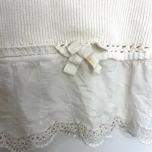 Zara Crochet Cropped Peplum Baby Doll Tank Top Cream White Size Medium thumbnail 4