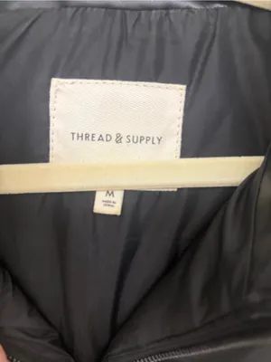 Thread & Supply Black Puffer Faux Leather Puffer Vest Size Medium thumbnail 3