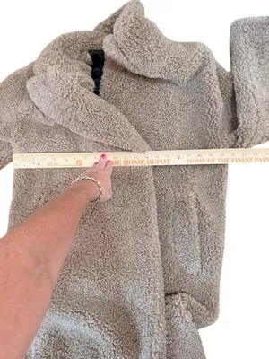 Cozy Chic Plush Teddy Fleece Mid Length Clean Girl Oversized One Button Coat Sm thumbnail 4