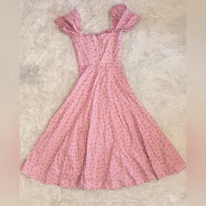 NWOT House of CB Pink Floral Tallulah Puff sleeves midi dress sz L thumbnail 7