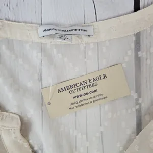 American Eagle Outfitters Cream Textured‎ Gauze V Neck Sleeveless Blouse Top S thumbnail 6