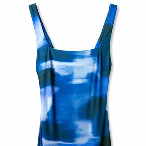 NEW Lulus Zemina Blue Abstract Godet Watercolor Pleated Mermaid Maxi Dress Small thumbnail 7