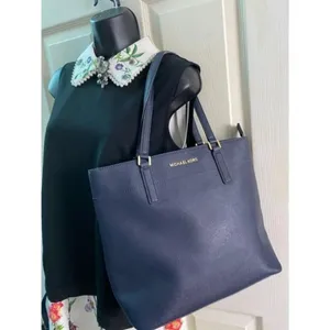 MICHAEL KORS Navy Saffiano Leather Jet Set Tote thumbnail 5