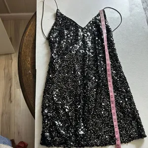 Lulus XS Black Sequin Mini Dress V Neck Sparkle Party Cocktail thumbnail 5