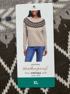 Weatherproof VintageTraditional fairisle raglan crewneck sweater Tweed yarn thumbnail 5