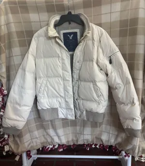 American Eagle Outfitters Off-White Puffer Jacket thumbnail 1