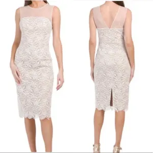 NWT DRESS THE POPULATION Tegan Lace Midi Dress White Size XS thumbnail 3