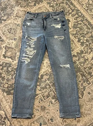 American Eagle Outfitters Distressed Light Blue Skinny Jeans thumbnail 1