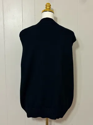 L’Academie Oversized V Neck Wool Blend Sweater Vest Black Size S thumbnail 4