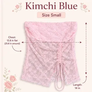 Kimchi Blue Pink Rosette Mesh Strapless Tube Top Women‎ Size Small Coquette thumbnail 8