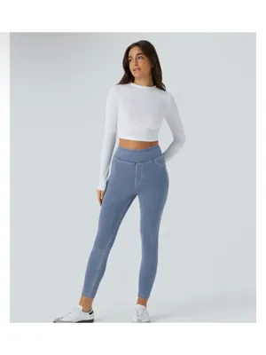 Halara Womens Full-Length size Small Jeggings Small Blue Stretch Denim Blend thumbnail 9