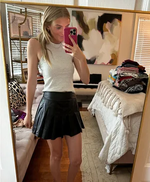 Aerie black faux leather skirt thumbnail 2