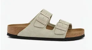 Birkenstock Arizona Suede Sandals Tan Cream Sage Taupe Double Strap Slides 38 thumbnail 1