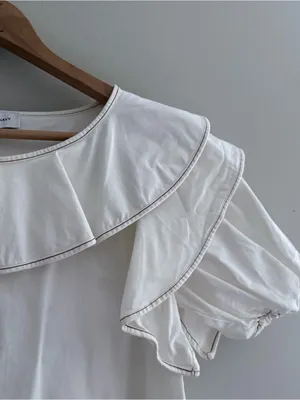 Something Navy White Felix Ruffle Top Poplin Cotton XS thumbnail 2