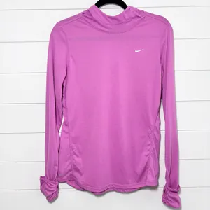 Nike Dri-Fit Fuchsia Pink‎ Hooded Long Sleeve Running Top Size M thumbnail 5